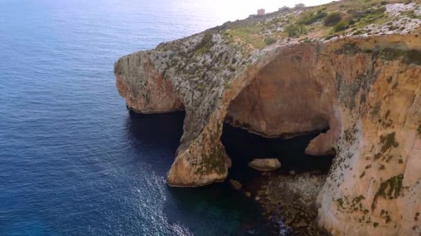 Malta Daki Blue Grotto Inanılmaz Mavi Seyahat Görüntüleri — Stok video
