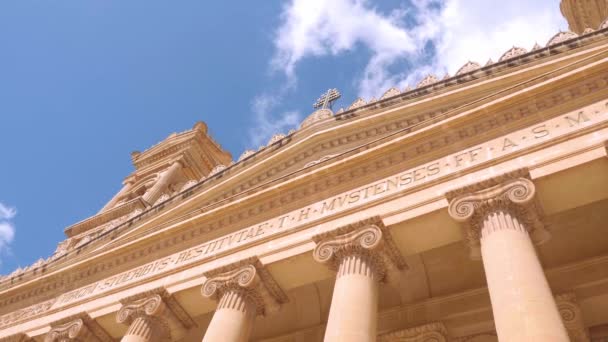 Mosta Rotunda Знаменитый Собор Острове Мальта Дорожные Съемки — стоковое видео