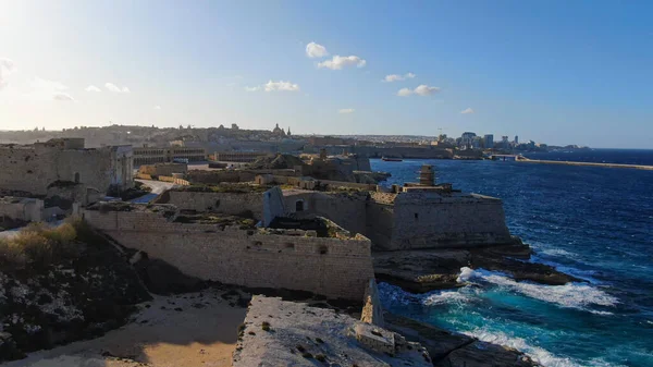 Antiche Rovine Sull Isola Malta Fotografia Aerea — Foto Stock