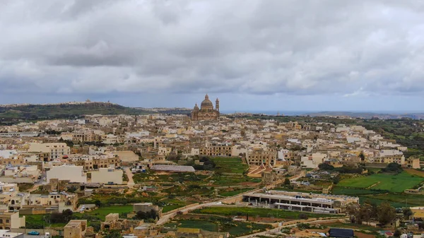 Vista Aérea Histórica Ciudad Xewkija Isla Gozo Malta Fotografía Aérea — Foto de Stock
