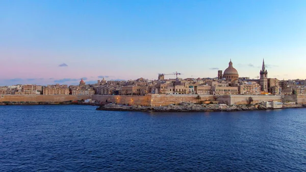 Столиця Мальти Валлетта Ввечері Аерофотозйомка — стокове фото