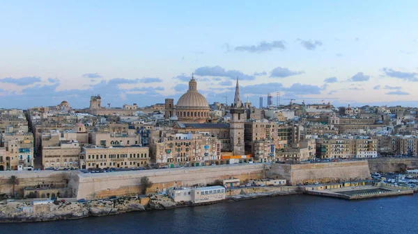 Légi Felvétel Város Valletta Főváros Málta Légi Felvétel — Stock Fotó