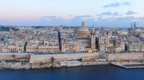 Повітряний Вид Над Містом Валлетта Столицею Мальти Аерофотозйомка — стокове фото