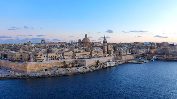 Αεροφωτογραφία Πάνω Από Την Πόλη Της Βαλέτα Πρωτεύουσα Της Μάλτας — Φωτογραφία Αρχείου
