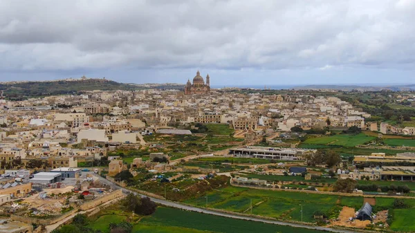 Vista Aérea Histórica Ciudad Xewkija Isla Gozo Malta Fotografía Aérea — Foto de Stock