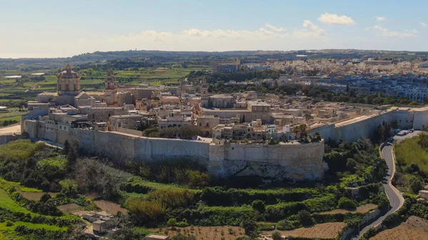Вид Воздуха Исторический Город Мдина Мальте Аэрофотосъемка — стоковое фото