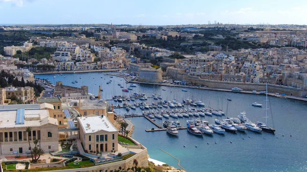 Hermosa Bahía Rinella Malta Desde Arriba Fotografía Aérea —  Fotos de Stock