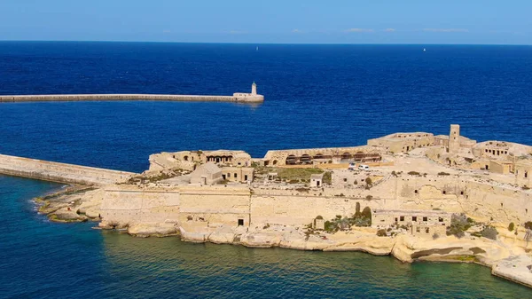 Famoso Forte Rikasoli Kalkara Malta Dall Alto Fotografia Aerea — Foto Stock