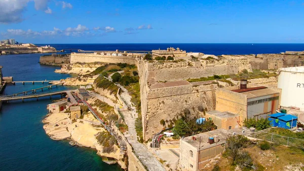 Famoso Forte Rikasoli Kalkara Malta Dall Alto Fotografia Aerea — Foto Stock