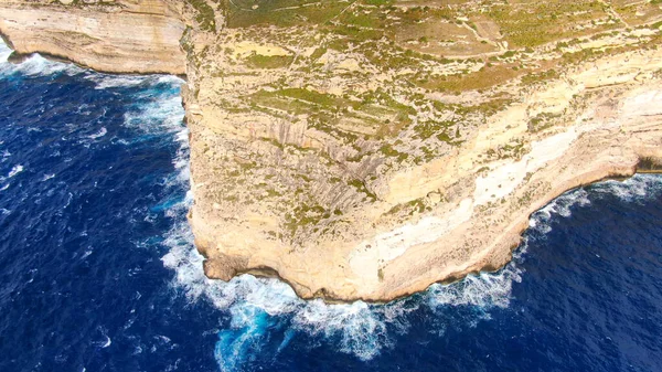 Gozo Malta Nın Harika Sahil Şeridi Yukarıdan Hava Görüntüleri — Stok fotoğraf