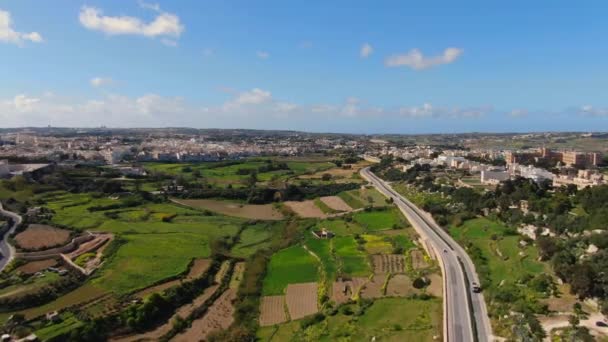 马耳他历史名城Mdina的空中景观 空中录像 — 图库视频影像