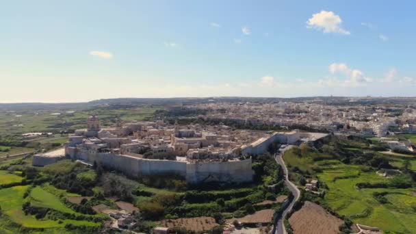 Village Médiéval Mdina Ancienne Capitale Malte Haut Images Aériennes — Video