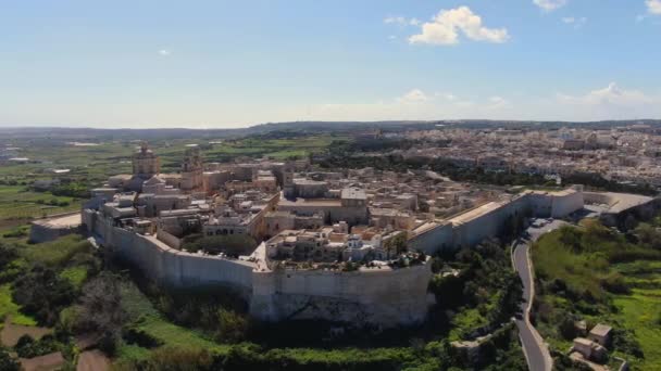 Aerial View Historic City Mdina Malta Aerial Footage — Stock Video