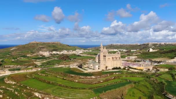 Luchtfoto Basiliek Pinu Gozo Een Nationaal Heiligdom Luchtfoto — Stockvideo