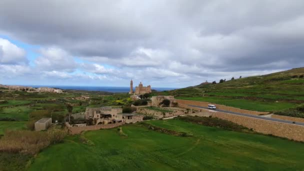 Luftaufnahme Der Basilika Pinu Auf Gozo Nationalheiligtum Luftaufnahmen — Stockvideo