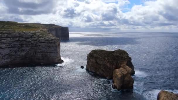 Resti Azure Window Dwerja Bay Sulla Costa Gozo Malta Riprese — Video Stock