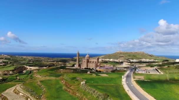 Остров Гоцо Мальта Сверху Аэросъемка — стоковое видео