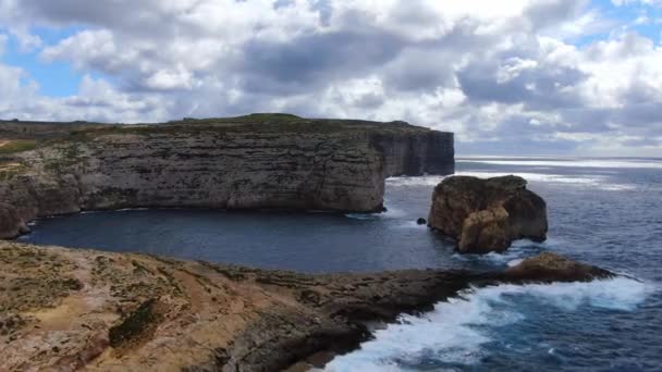 Los Restos Azure Window Bahía Dwerja Costa Gozo Malta Imágenes — Vídeo de stock
