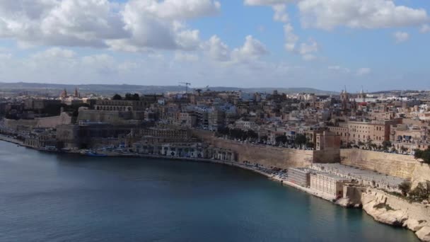 Niesamowity Widok Lotu Ptaka Vallettę Stolicę Malty Zdjęcia Lotnicze — Wideo stockowe
