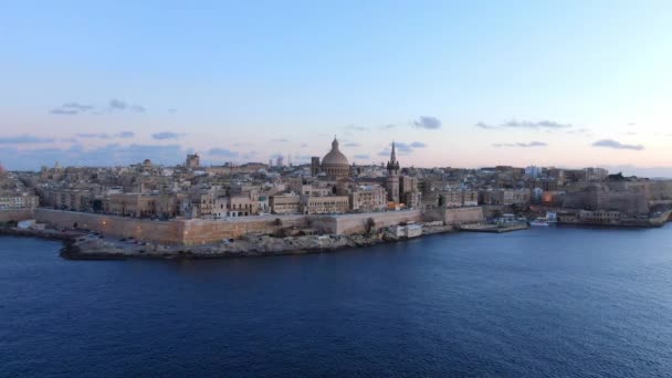 Malta Nın Başkenti Valletta Üzerindeki Hava Manzarası Hava Görüntüleri — Stok video