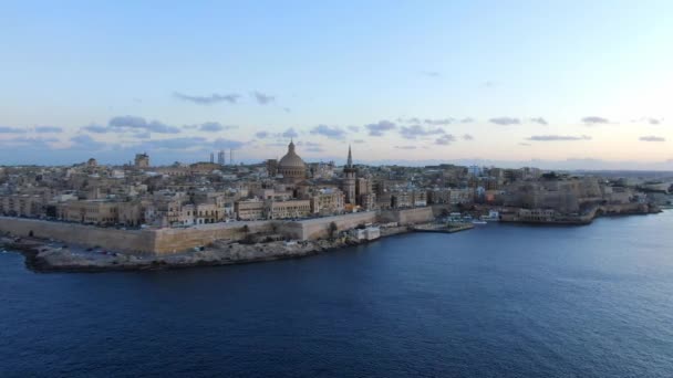 Malta Nın Başkenti Valletta Üzerindeki Hava Manzarası Hava Görüntüleri — Stok video