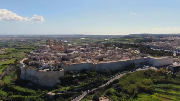 Widok Lotu Ptaka Historyczne Miasto Mdina Malcie Zdjęcia Lotnicze — Wideo stockowe