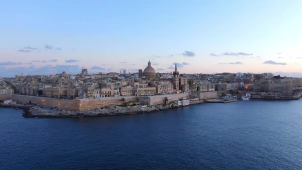 Malta Nın Başkenti Valletta Üzerindeki Hava Manzarası Hava Görüntüleri — Stok video