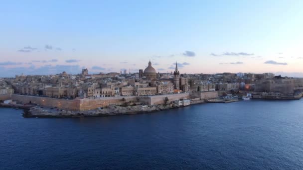 Vista Aérea Ciudad Valeta Capital Malta Imágenes Aéreas — Vídeos de Stock