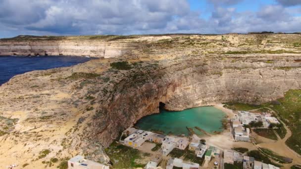 Famous Inland Sea Island Gozo Malta Aerial Footage — Stock Video