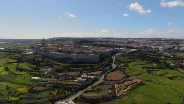 Widok Lotu Ptaka Historyczne Miasto Mdina Malcie Zdjęcia Lotnicze — Wideo stockowe