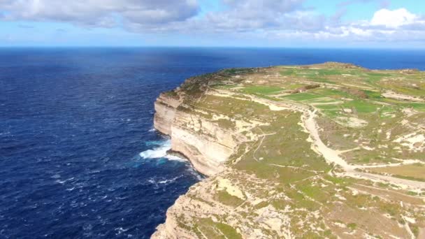 Maravilhosa Linha Costeira Gozo Malta Cima Imagens Aéreas — Vídeo de Stock