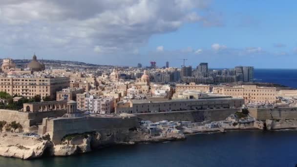 Valeta Capital Malta Desde Arriba Metraje Aéreo — Vídeos de Stock