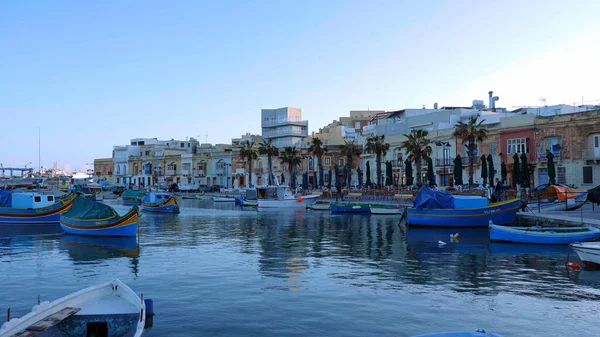Barcos Pesca Coloridos Baía Marsaxlokk Malta Ilha Malta Malta Março — Fotografia de Stock