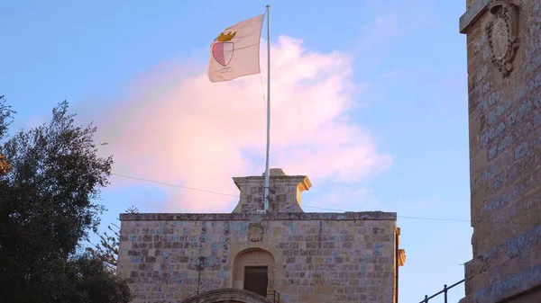 Top Mdina Gate Kvällen City Medina Malta Mars 2020 — Stockfoto