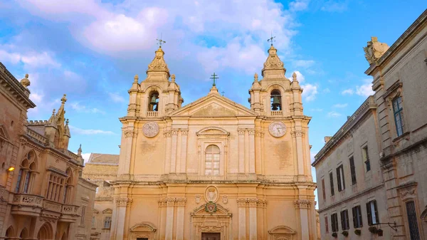 Cattedrale Mdina Nella Capitale Storica Malta Fotografia Viaggio — Foto Stock