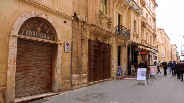 Vista Típica Calle Distrito Histórico Valeta Valletta Malta Marzo 2020 — Foto de Stock