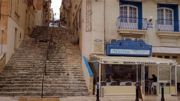 Valeta Con Sus Numerosos Escalones Las Colinas Valletta Malta Marzo — Foto de Stock