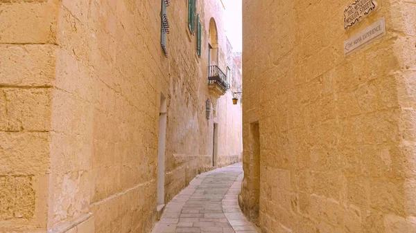 Malta Mdina Nın Dar Sokakları Seyahat Fotoğrafçılığı — Stok fotoğraf