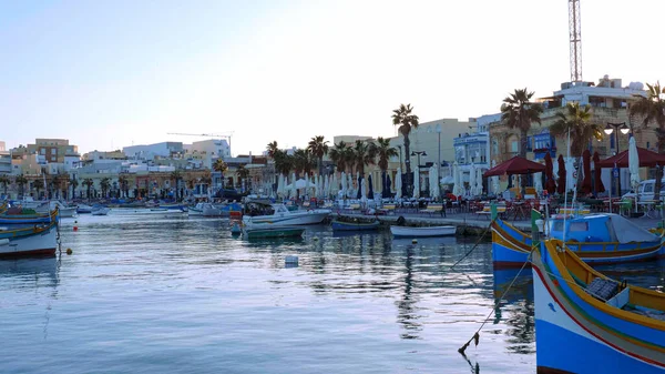 Gyönyörű Marsaxlokk Népszerű Mérföldkő Máltán Málta Szigete Málta Március 2020 — Stock Fotó