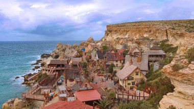 Temel Reis Köyü - Malta 'da popüler bir kent simgesi ve eski bir film mekanı - Malta Adası, MALTA - 5 Mart 2020