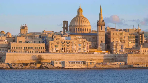 Tipikus Híres Városképe Valletta Főváros Málta Utazási Fotózás — Stock Fotó