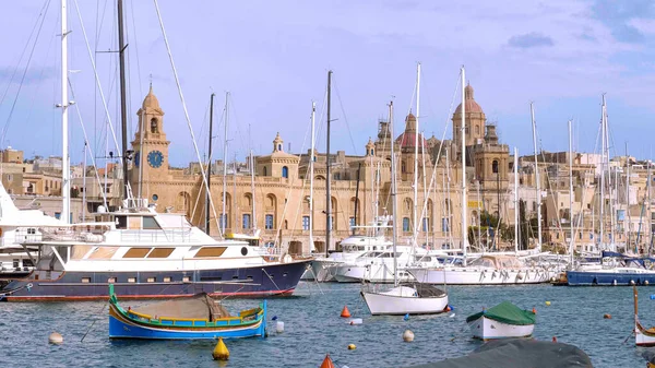 Υπέροχη Περιοχή Grand Harbour Στη Βαλέτα Valletta Malta Μαρτίου 2020 — Φωτογραφία Αρχείου