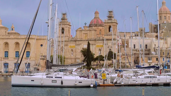Περιοχή Valletta Grand Harbour Μια Ηλιόλουστη Μέρα Valletta Malta Μαρτίου — Φωτογραφία Αρχείου