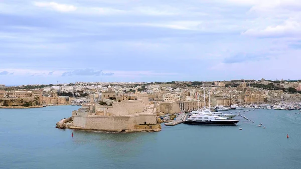 Flygfoto Över Städerna Valletta Malta Från Barrakka Gardens Valletta Malta — Stockfoto
