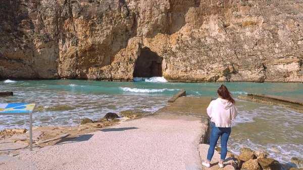 Popularny Punkt Orientacyjny Wyspie Gozo Morze Śródlądowe Gozo Malta Marca — Zdjęcie stockowe