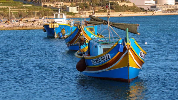 Colorful Fisher Boats Bay Marsaxlokk Malta Island Malta Malta March — Stock Photo, Image