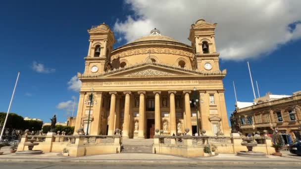 Mosta Rotunda Cathedral Malta Πόλη Της Μόστα Μάλτα Μαρτίου 2020 — Αρχείο Βίντεο