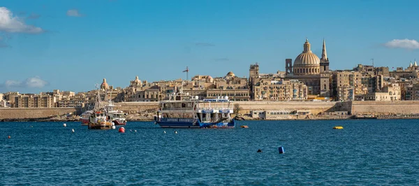 Skyline Valletta Från Sliema Hamn Fotografi — Stockfoto
