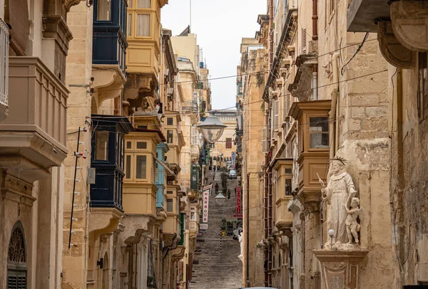 Vista Típica Rua Bairro Histórico Valletta Ilha Malta Malta Março — Fotografia de Stock