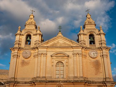 Tarihi başkent Malta 'daki Mdina Katedrali - seyahat fotoğrafçılığı